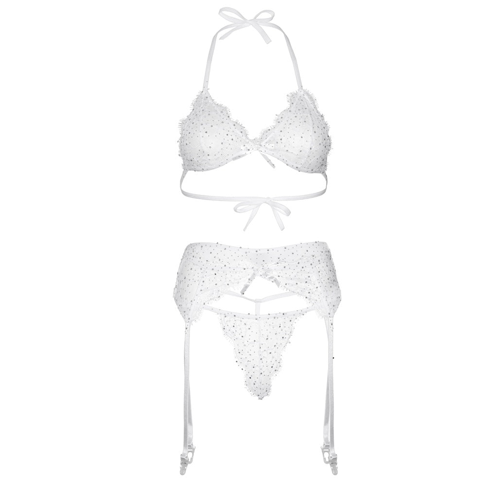 Leg Avenue Lace Bra Top, String and Garter Belt – Lingerie Set > Clothes > Lingerie Sets