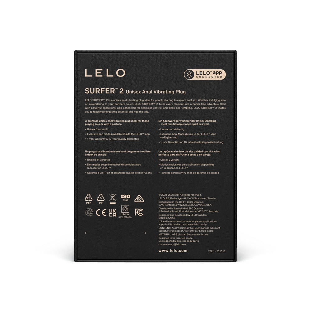 Lelo Surfer 2 – Unisex Waterproof Anal Vibrating Plug - Purple > Anal Range > Vibrating Butt Plugs
