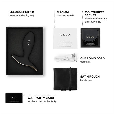 Lelo Surfer 2 – Remote-Controlled Unisex Anal Vibrating Plug - Black > Anal Range > Vibrating Butt Plugs