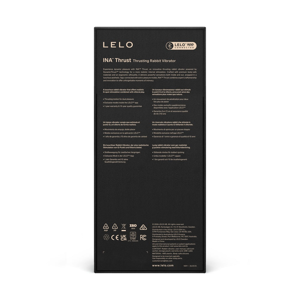 Lelo Ina Thrust - App Controlled Eight Mode Rabbit Vibrator > Vibrators > Ladies > Rabbit