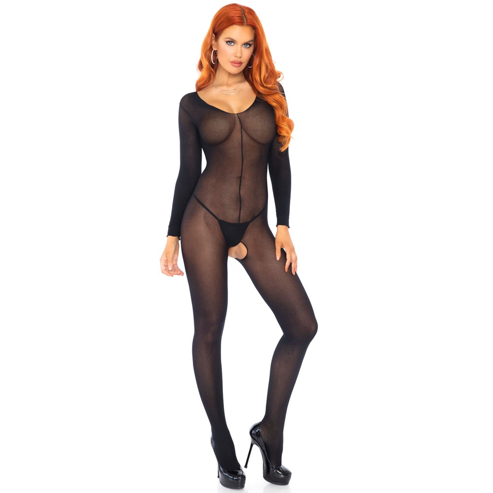 Leg Avenue Long-Sleeved Sheer Black Bodystocking One Size – Sheer Lingerie Apparel > Clothes > Bodies and Playsuits