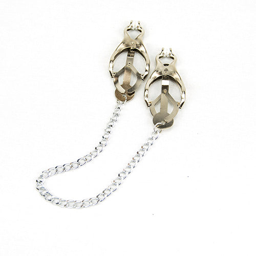 Bound to Please Squeezer Teaser Clover Adjustable Nickel-Free Nipple Clamps with Chain Default Title > Sex Toys > Nipple Clamps