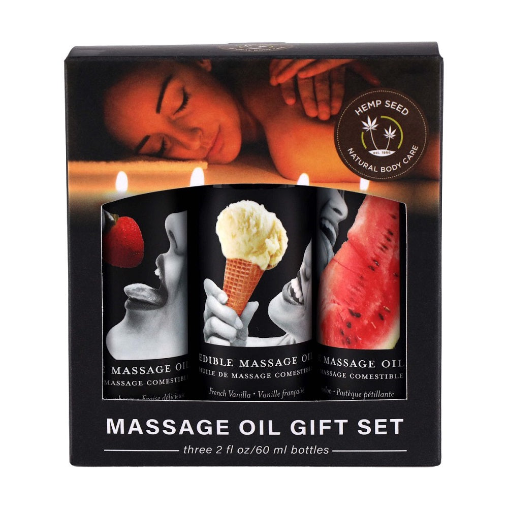 Edible Massage Oil Gift Set with Strawberry Vanilla Flavors Massage Gift Set