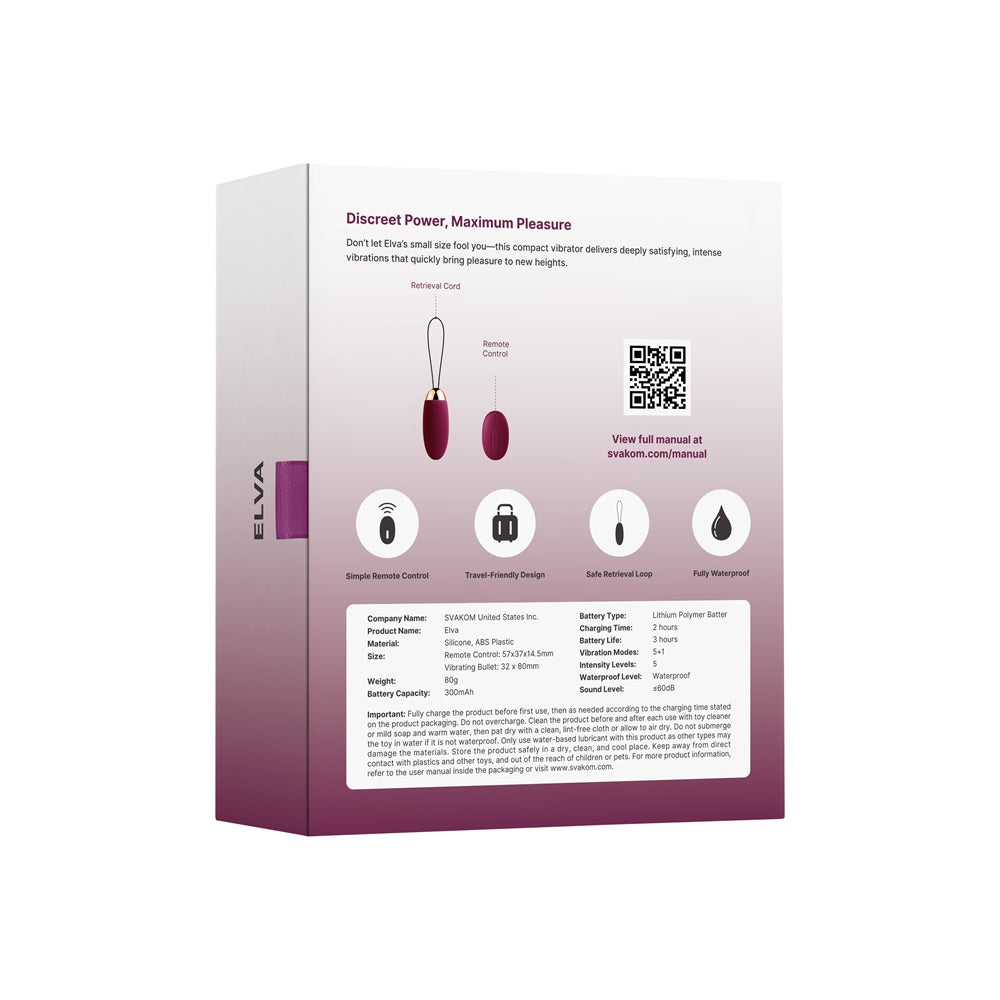 Svakom Elva (Red) – Waterproof Remote Control Vibrating Bullet > Vibrators > Mini Vibrators