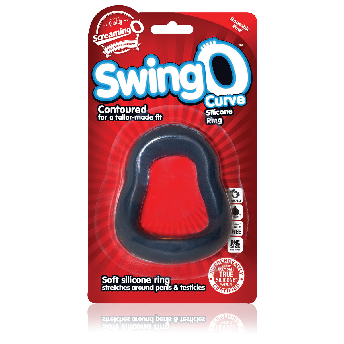 Swingo Curve Reversible True Silicone Stretchable Cock Ring Gray > Cock Ring > Single