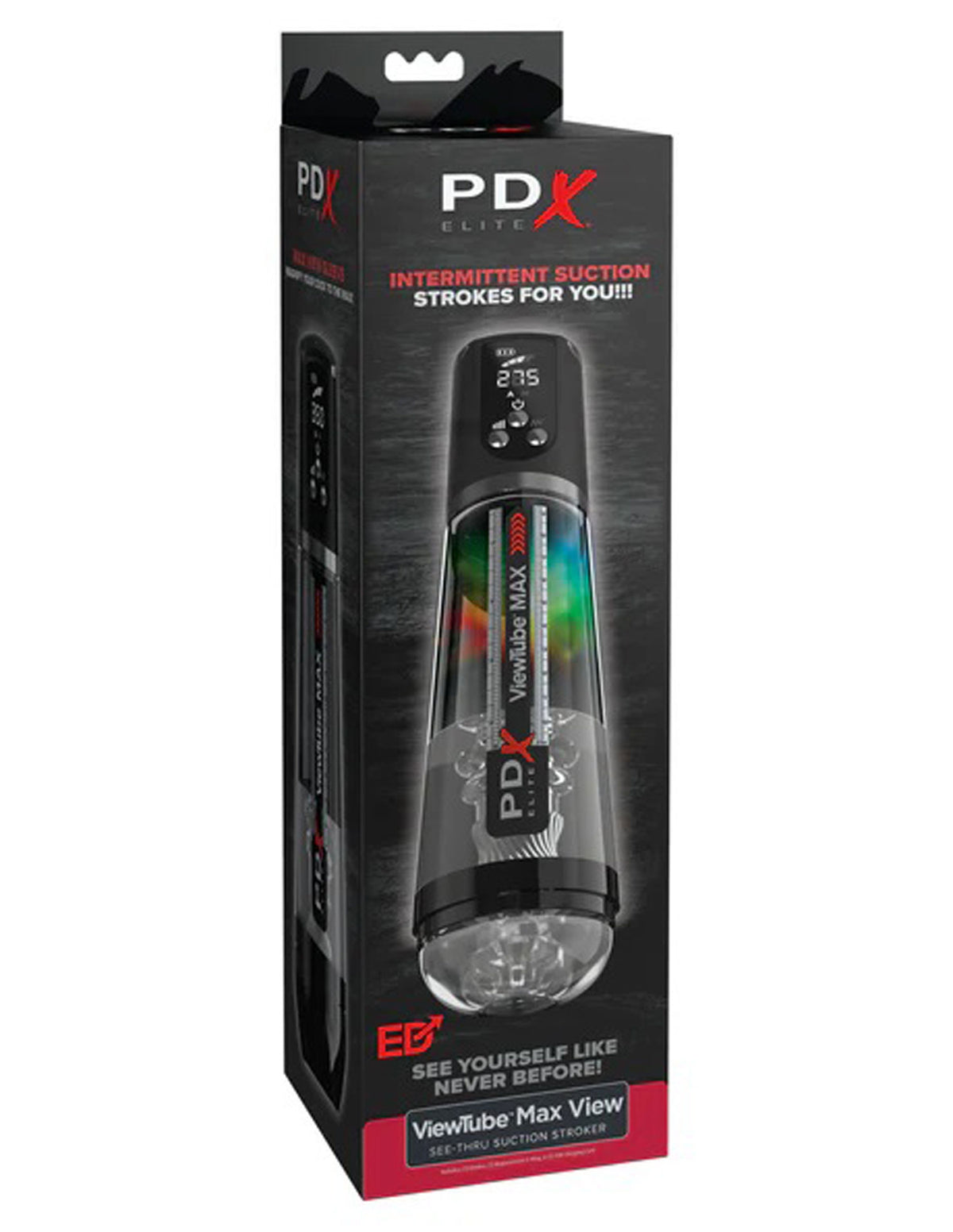 PDX Elite ViewTube Max Clear Suction Auto Stroker Male Masturbator Black > Sex Toys For Men > Masturbators > Vibrating