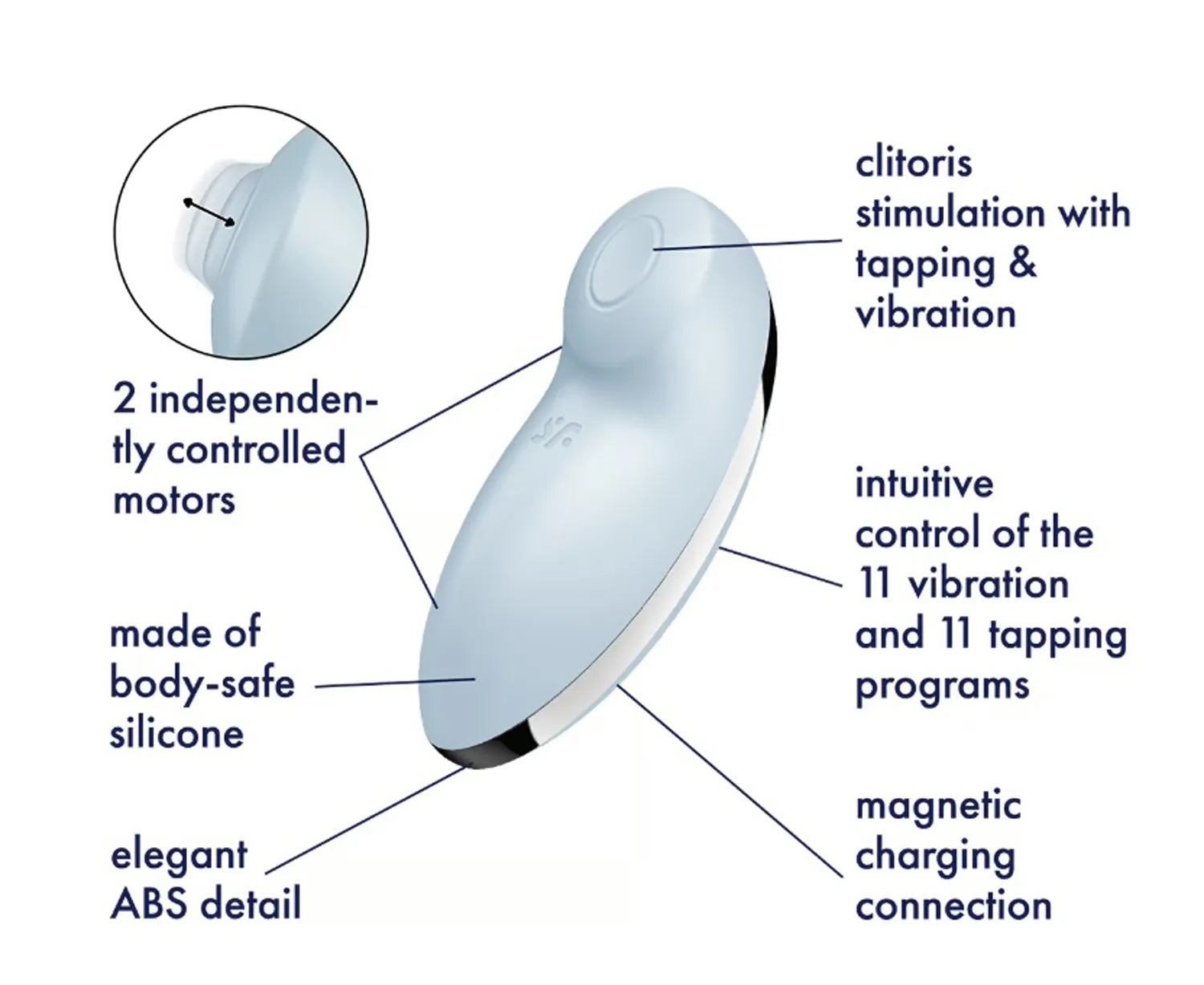 Tap and Climax 2 Silicone Clitoral Vibrator – Rechargeable Body-Safe Silicone Vibrator Secondary image