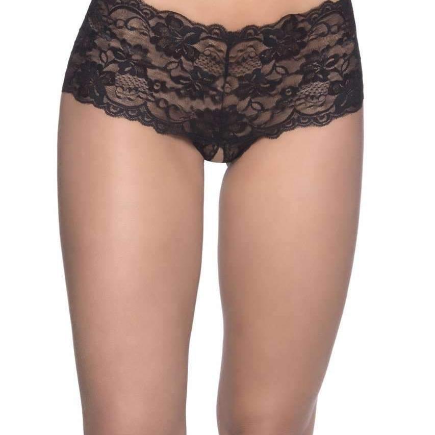 Oh La La Cheri Goodnight Kiss Panty Crotchless Lace Lingerie Panty Black > Clothes > Panties