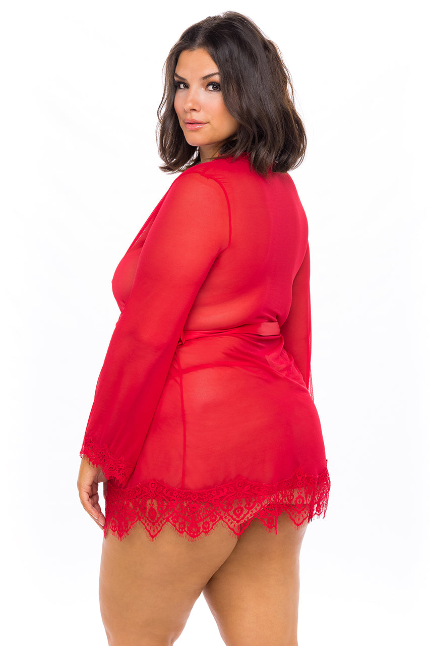 Oh La La Cheri Provence Robe – Satin Feel Lingerie Robe > Clothes > Womens Robes & Sleepwear