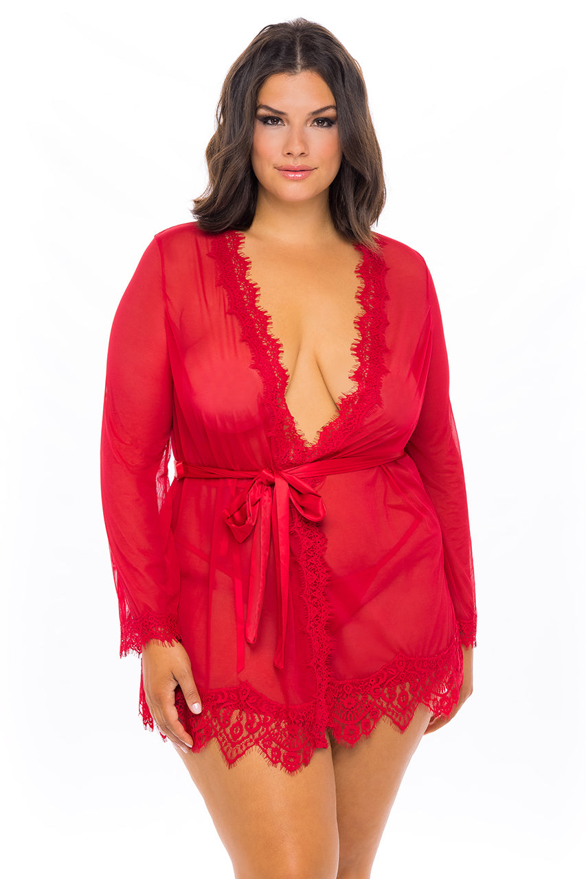 Oh La La Cheri Provence Robe – Satin Feel Lingerie Robe > Clothes > Womens Robes & Sleepwear