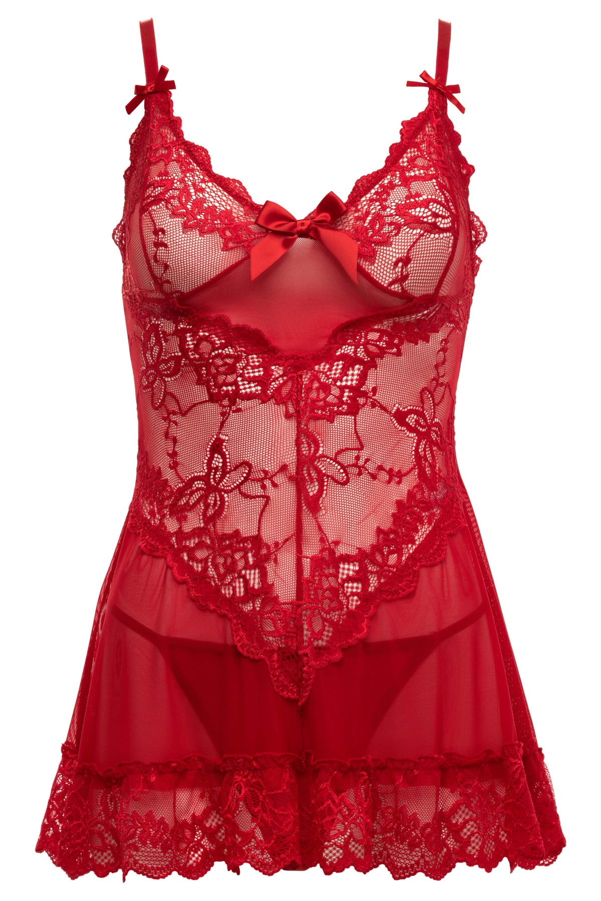 Oh La La Cheri Valentine Babydoll – Nylon and Spandex Lingerie Red 1X 2X > Clothes > Babydolls