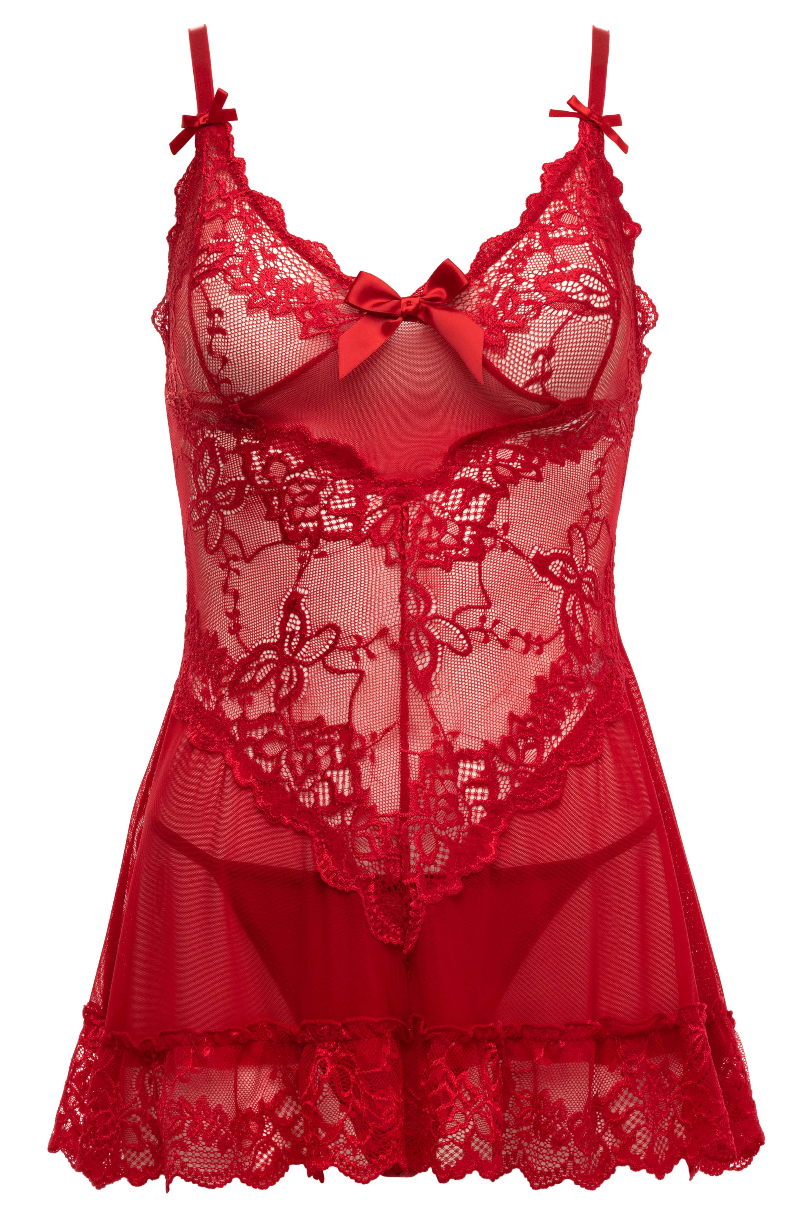 Oh La La Cheri Valentine Babydoll – Nylon and Spandex Lingerie Red 1X 2X > Clothes > Babydolls