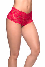 Oh La La Cheri Goodnight Kiss Panty Crotchless Lace Lingerie Panty Red S M > Clothes > Panties