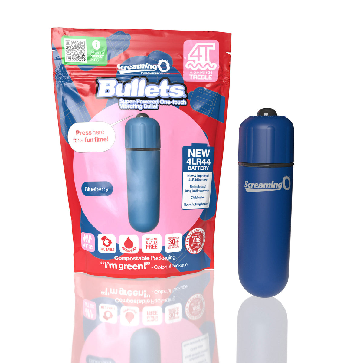 Screaming O Bullets 4T High Pitch Treble – Waterproof Compact Vibrating Bullet Blueberry > Vibrators > Mini Vibrators