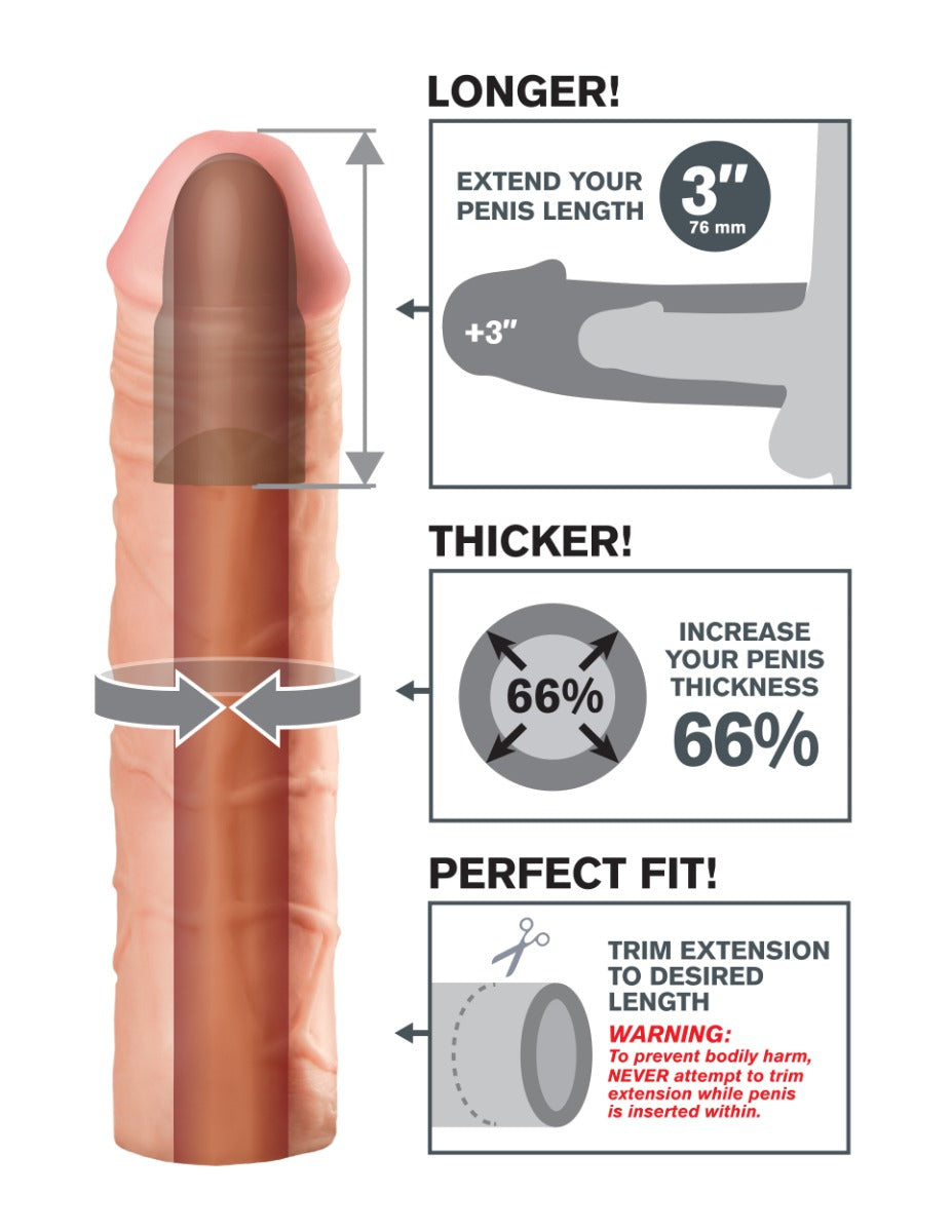 Fantasy X-Tensions Mega 3 Inch Extension – Fanta Flesh Penis Extension Erection Enhancer > Sex Toys For Men > Penis Sleeves