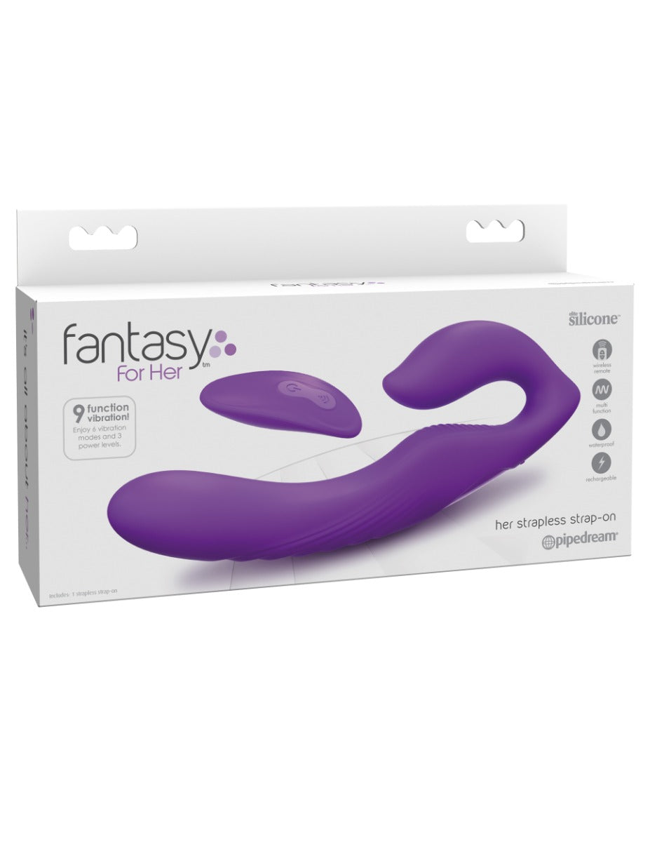 Pipedream Fantasy Her Ultimate Strapless Strap-On Wireless Remote-Controlled Silicone Vibrator (8.75) Purple > Dildos > Strapless Strap Ons