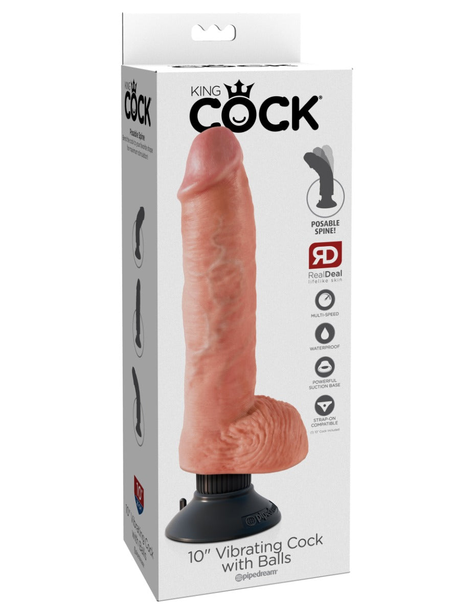 King Cock 10 Inch Vibrating Dong with Balls – Realistic American-Made Vibrating Dildo > Vibrators > Realistic Vibrators