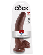 Pipedream King Cock 9 Inch Suction Dildo with Balls Brown > Dildos > Large Dildos