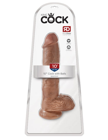 Pipedream King Cock 10 Inch Suction Dildo with Balls Tan > Dildos > Large Dildos