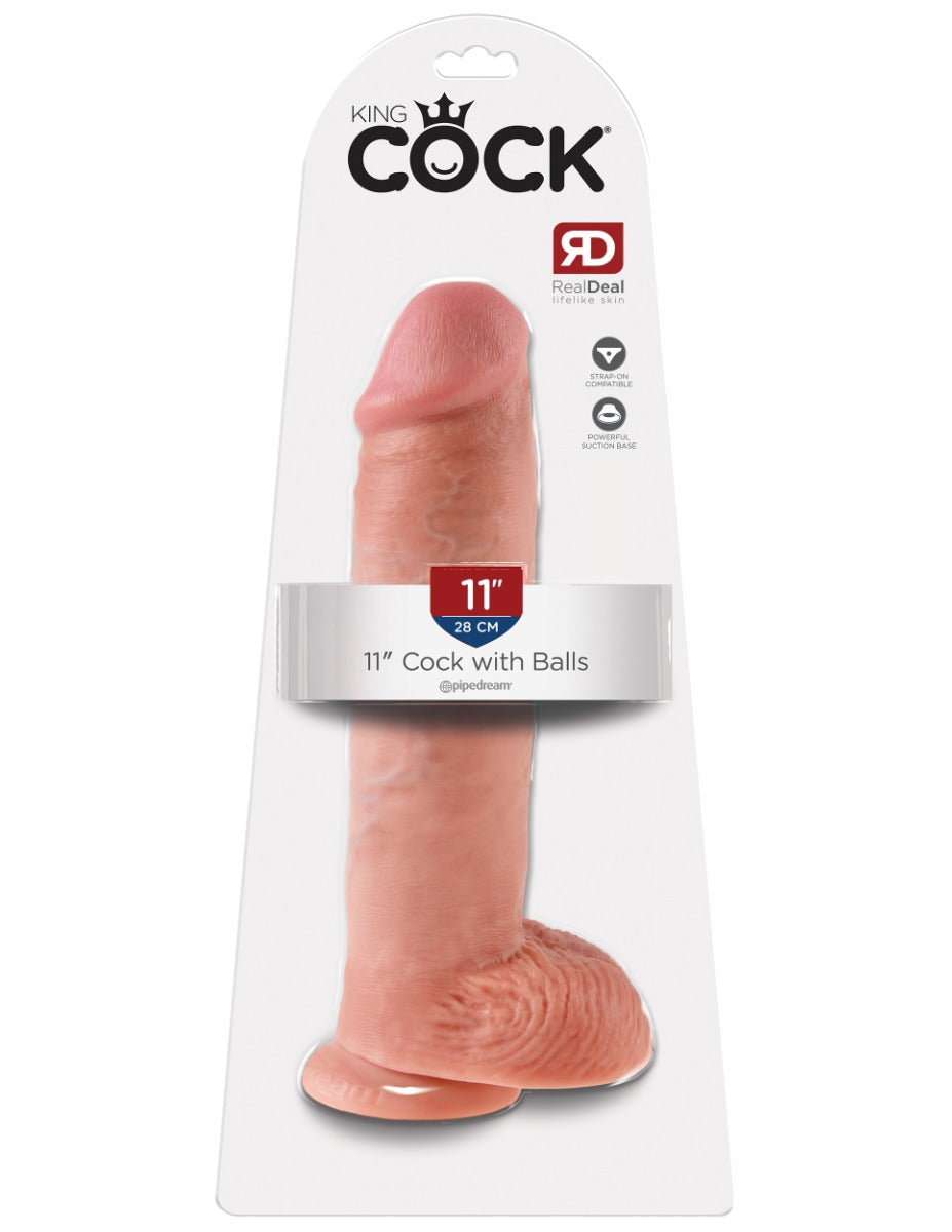 King Cock 11 Inch Lifelike Dong With Balls 28 Centimeters Silicone Dildo > Dildos > Large Dildos