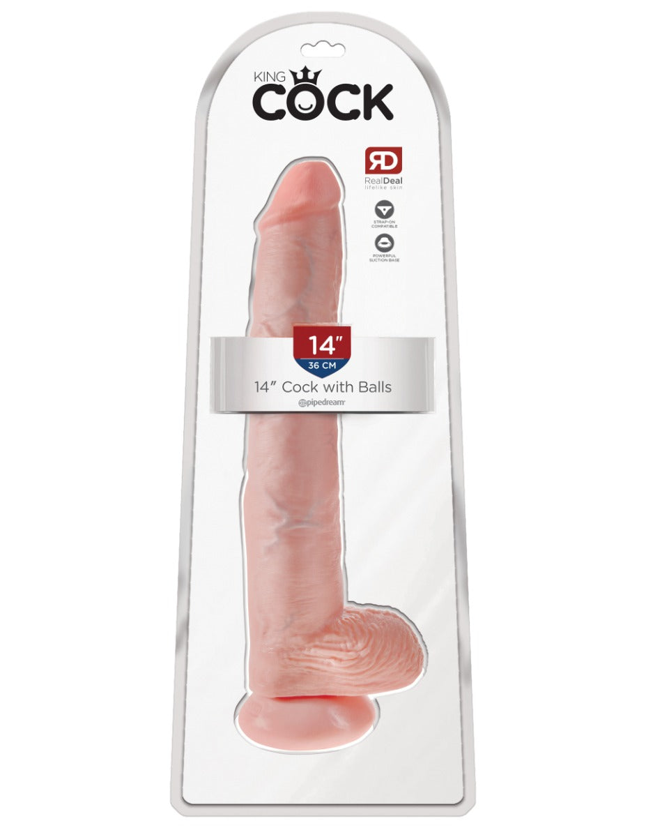 Pipedream King Cock 14 Inch Suction-Style Dildo with Balls Beige > Dildos > Oversized Toys