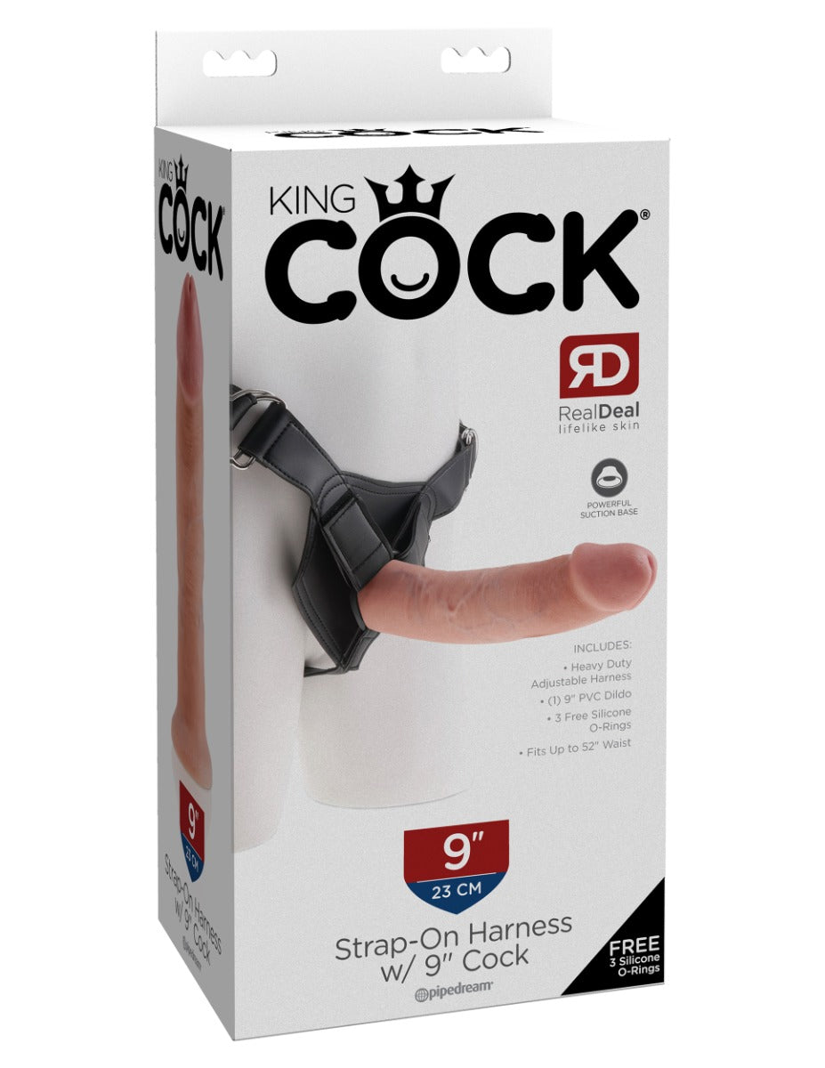 King Cock Strap-On Harness with 9 Inch Realistic Silicone Cock – Strap-On Harness Set > Dildos > Strap On Harnesses