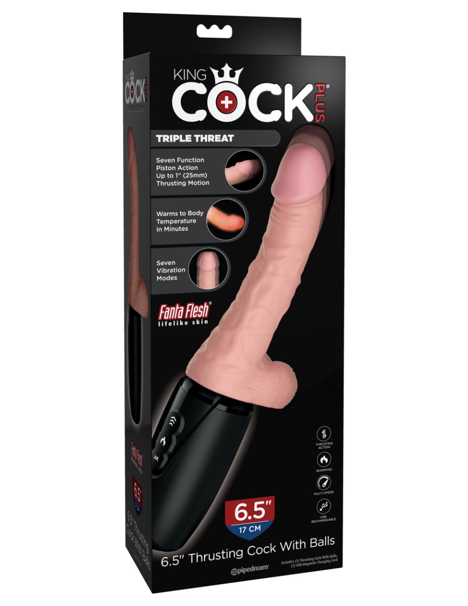 King Cock Plus Thrusting Cock 6.5 Inch – Warming Vibrating Piston-Powered Dildo > Dildos > Thrusting Dildos