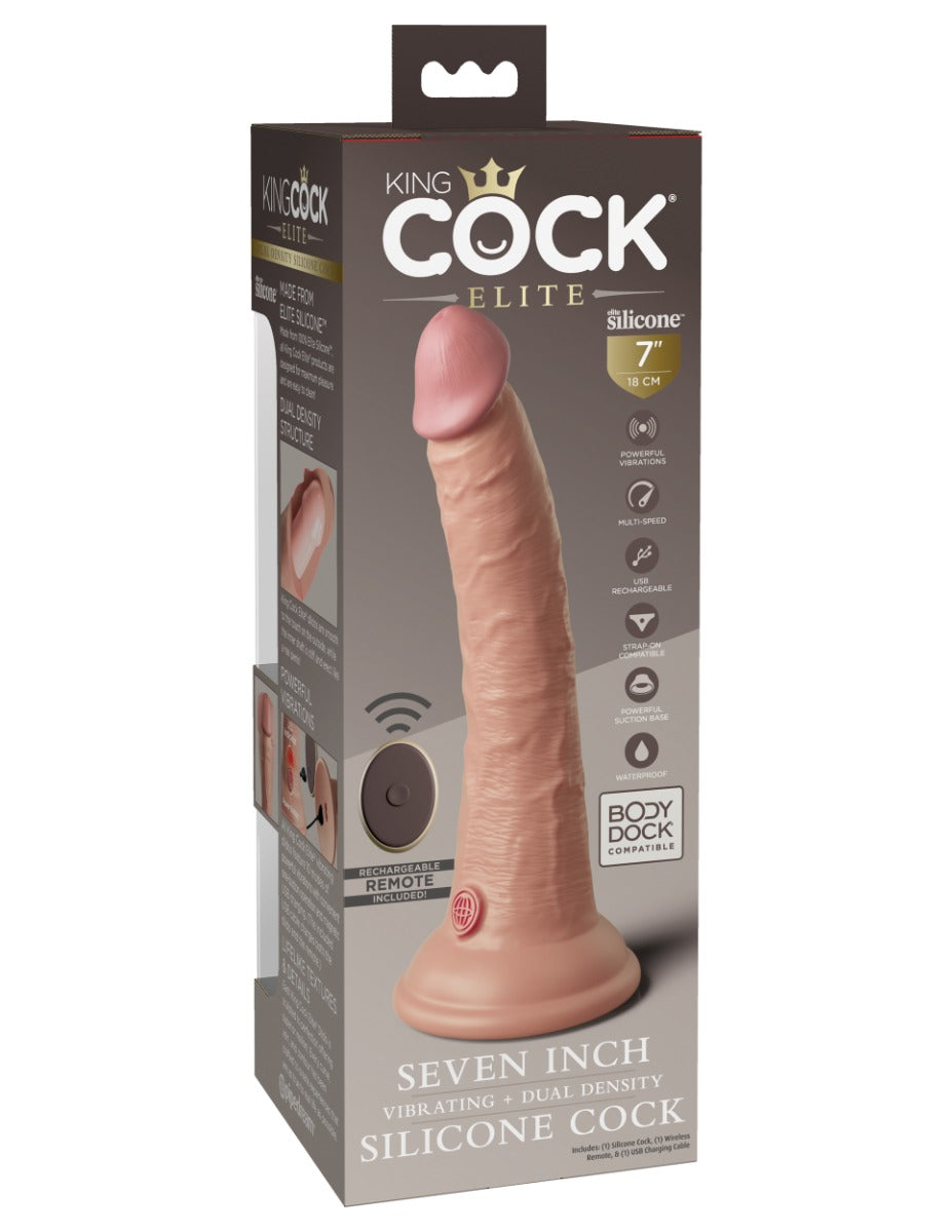 King Cock Elite 7 Inch Dual Density Silicone Remote-Controlled Vibrating Dildo > Vibrators > Realistic Vibrators