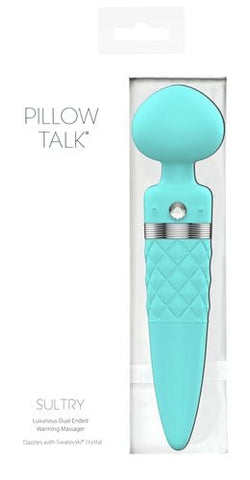 Pillow Talk Sultry Dual Ended Warming Massager Teal Electric Massager
