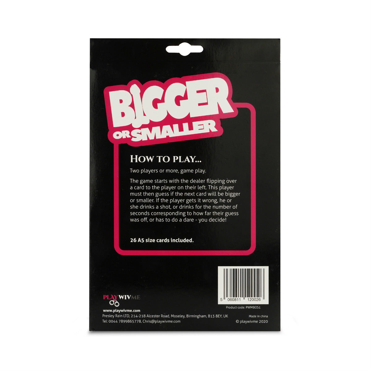 Bigger or Smaller Adult Card Game Drinking Edition – Card Game > Novelties > Card Games