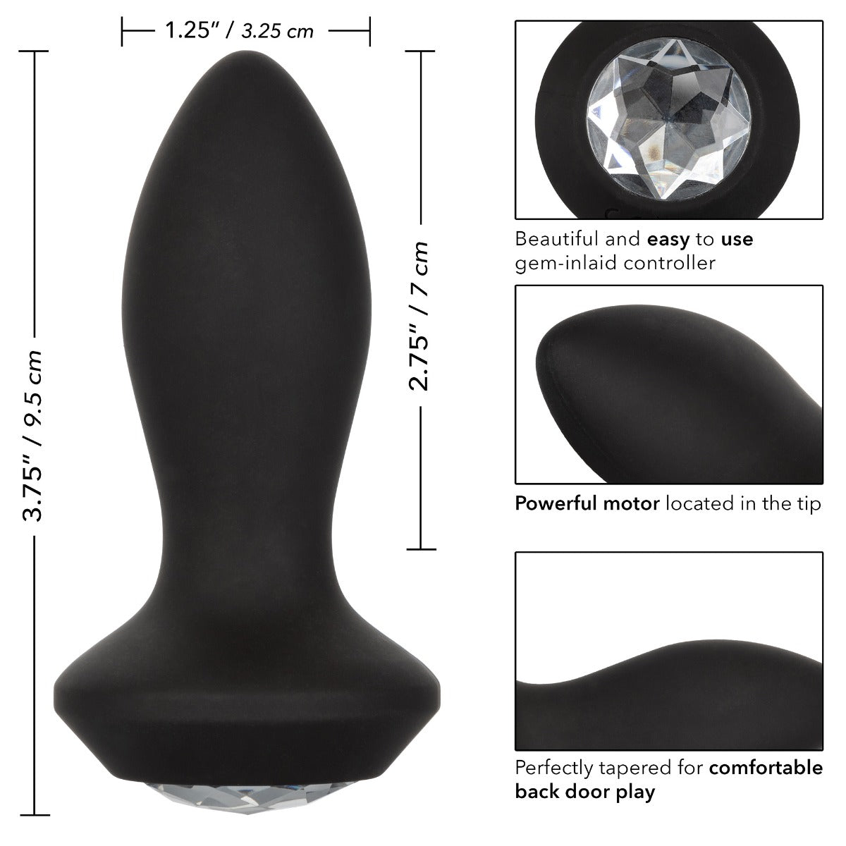 Power Gem Vibrating Petite Crystal Probe – Flexible Silicone Vibrator > Anal Range > Vibrating Butt Plugs