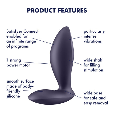 Satisfyer Power Plug – Rechargeable Silicone Anal Plug with Strong Vibrations > Anal Range > Vibrating Butt Plugs