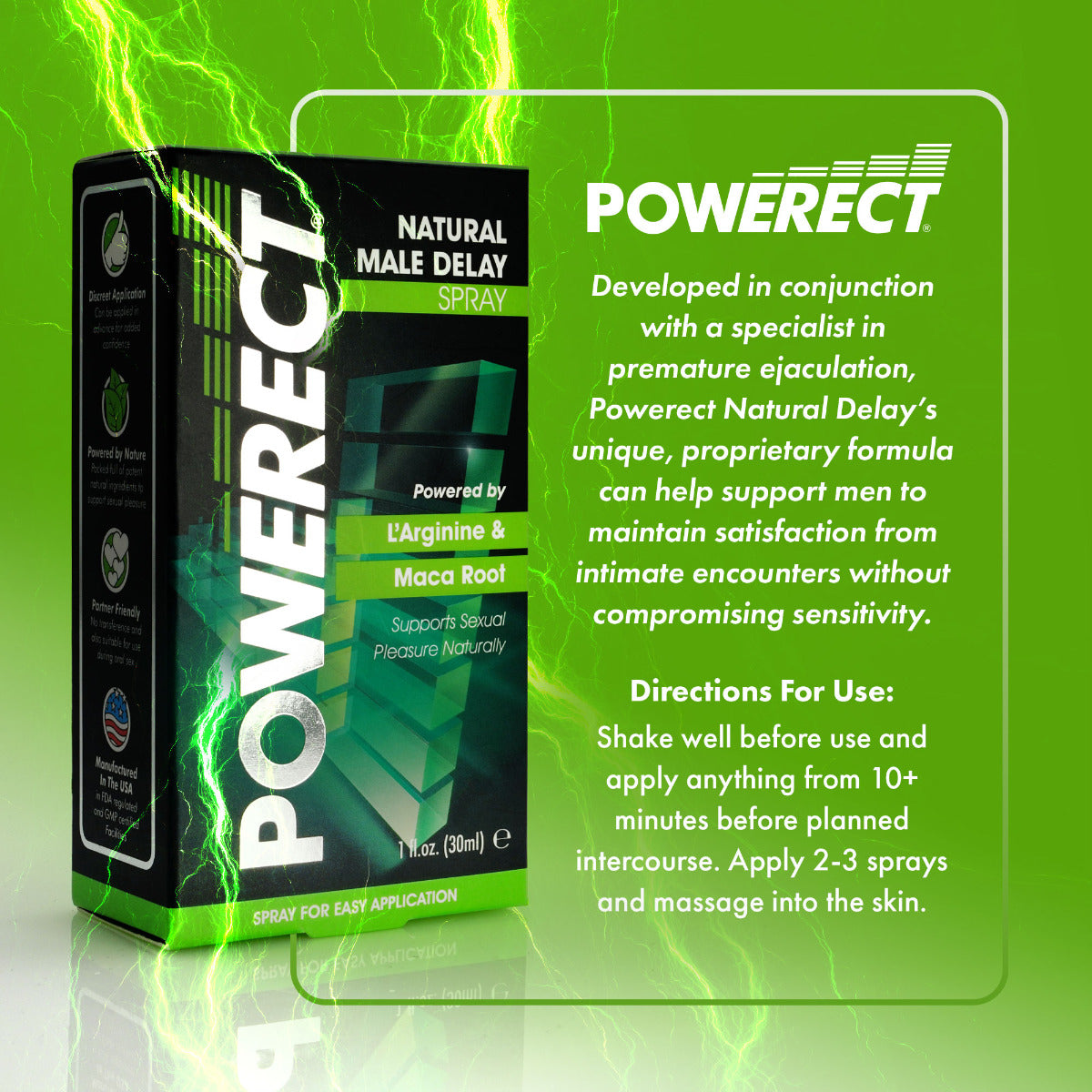 Powerect Natural Delay Spray – Fragrance Free 30ml > Essentials > Mens Enhancers