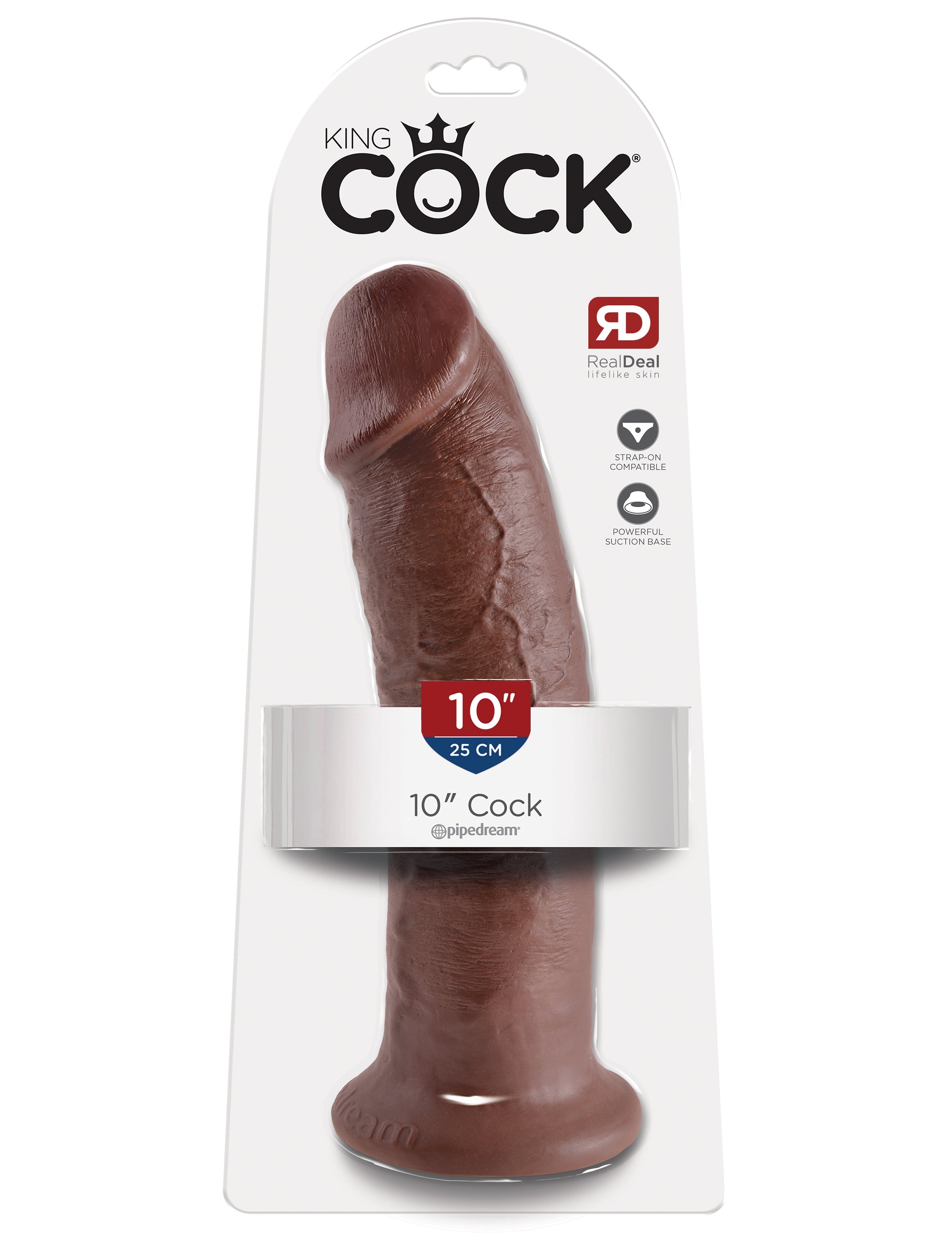 Pipedream King Cock 10 Inch Suction Sensation Dildo - Brown