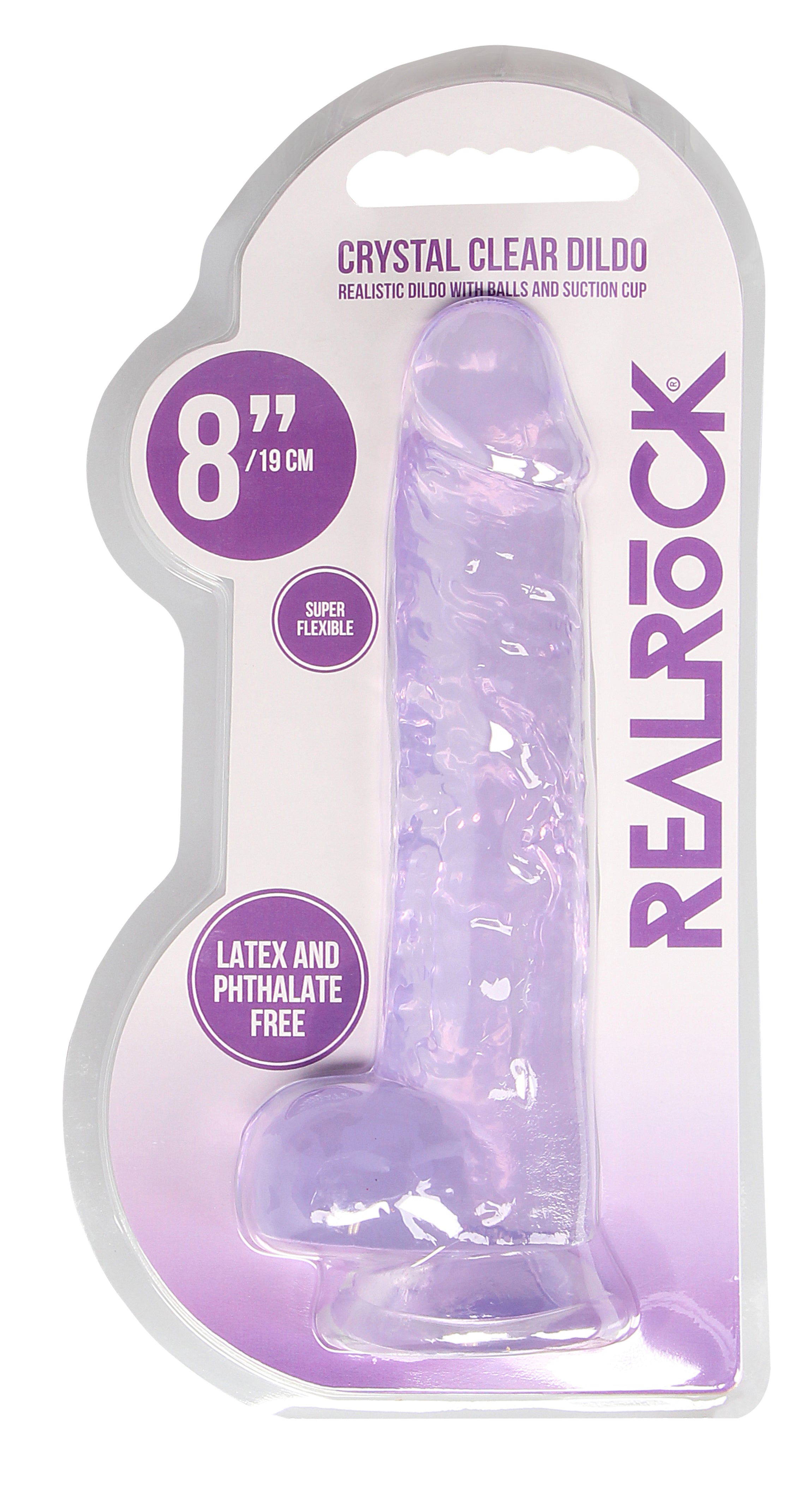Realrock Crystal Clear 8 Inch Realistic Dildo with Balls – Body-Safe Phthalate-Free TPE > Dildos > Realistic Dildos
