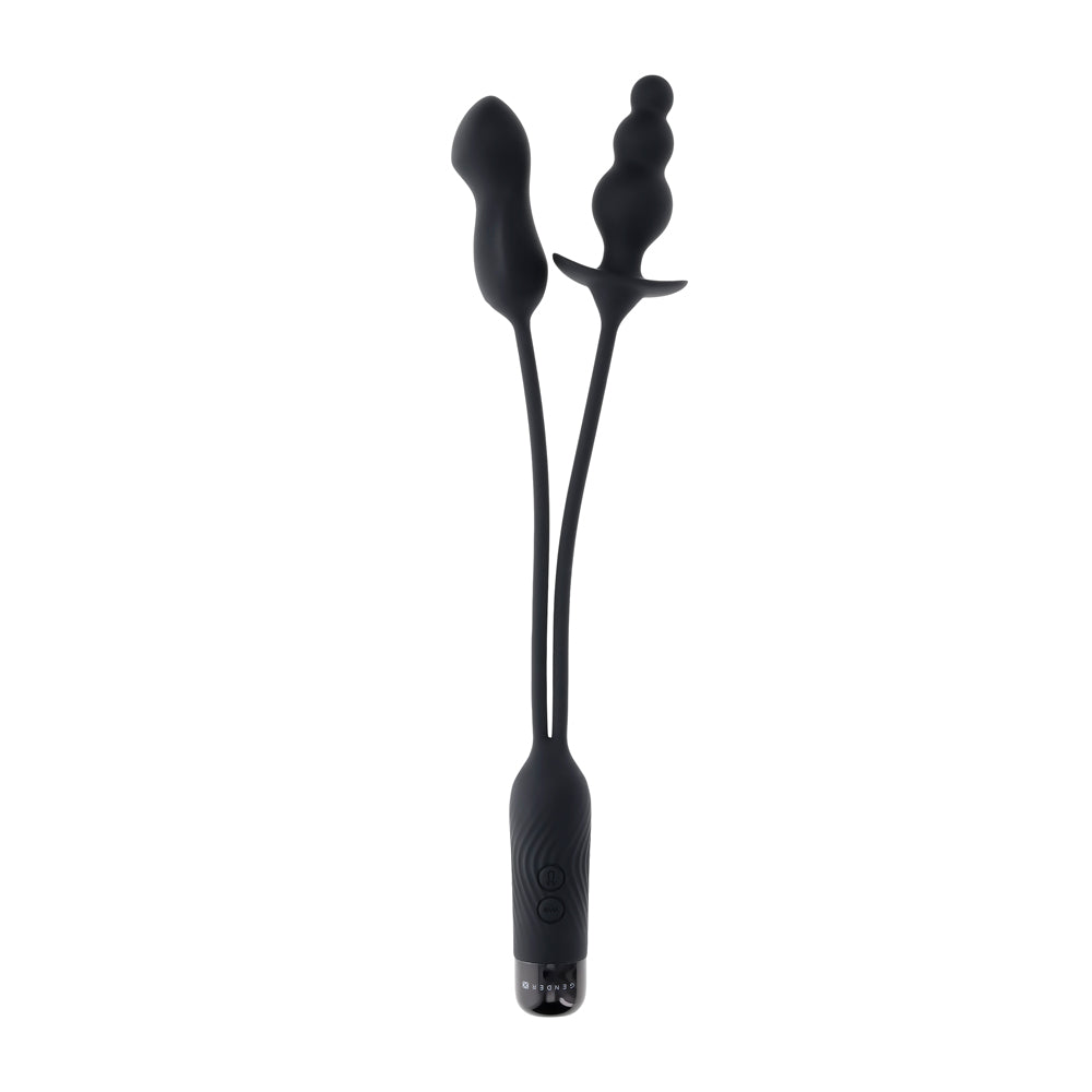 Double Motor Anal Plug and Mini Vibe Rechargeable Toy Black Butt Plugs - Vibrating