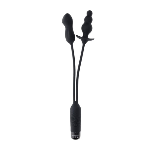 Double Motor Anal Plug and Mini Vibe Rechargeable Toy Black Butt Plugs - Vibrating