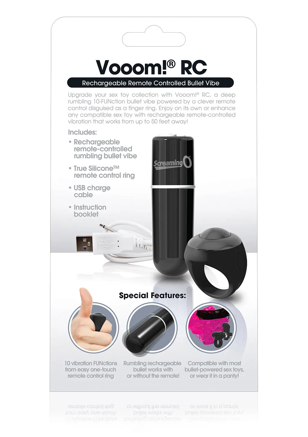 Screaming O Charged Vooom Remote-Controlled Rechargeable Bullet Vibrator with 10 Functions > Sex Toys For Ladies > Clitoral Vibrators and Stimulators