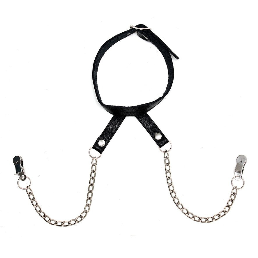 Nipple Clamps With Neck Collar Default Title > Bondage Gear > Nipple Clamps