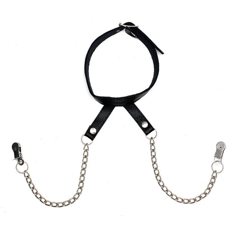 Nipple Clamps With Neck Collar Default Title > Bondage Gear > Nipple Clamps