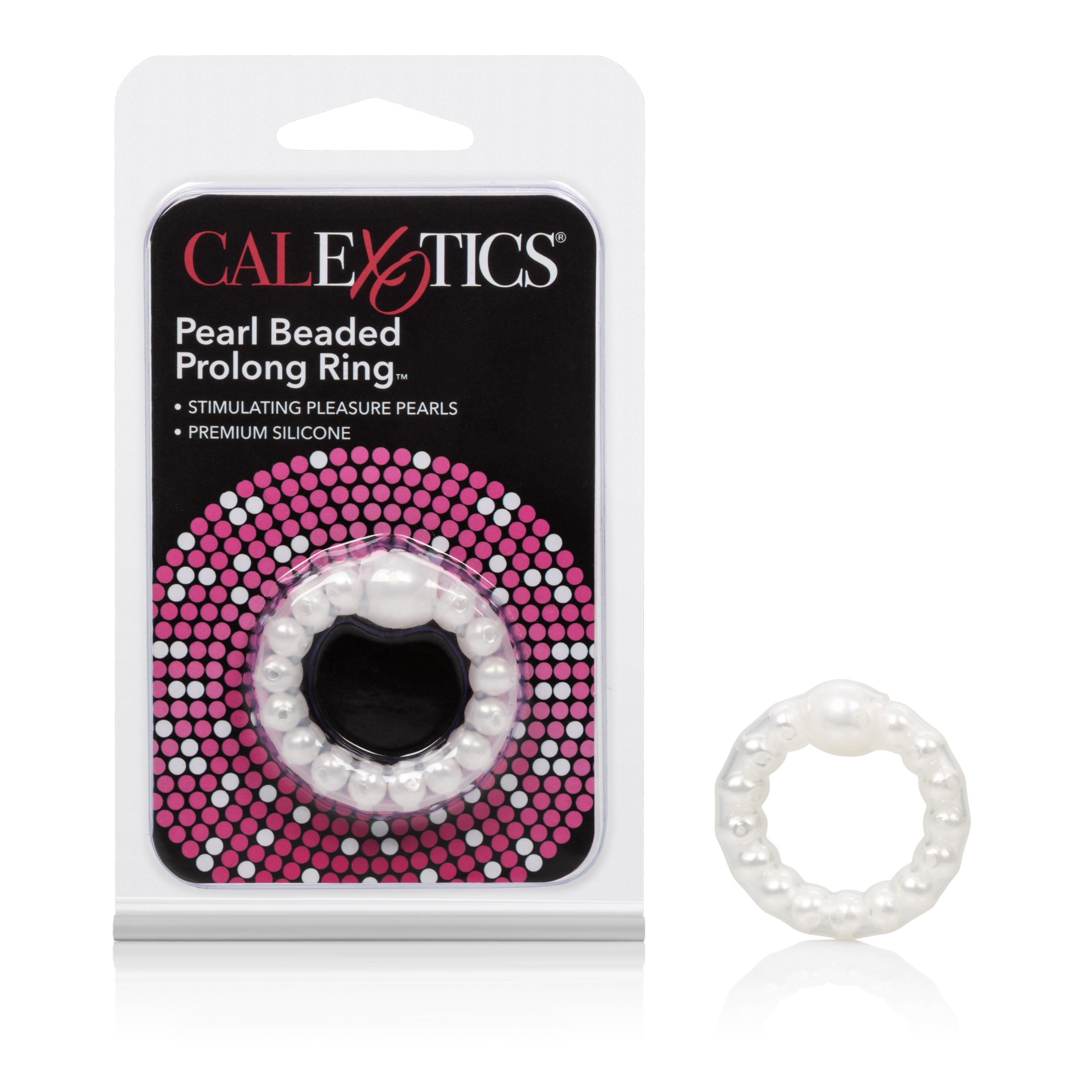 CalExotics Pearl Beaded Stretch Ring with Stimulating Beads – Prolong Ring for Men Clear > Cock Ring > Single