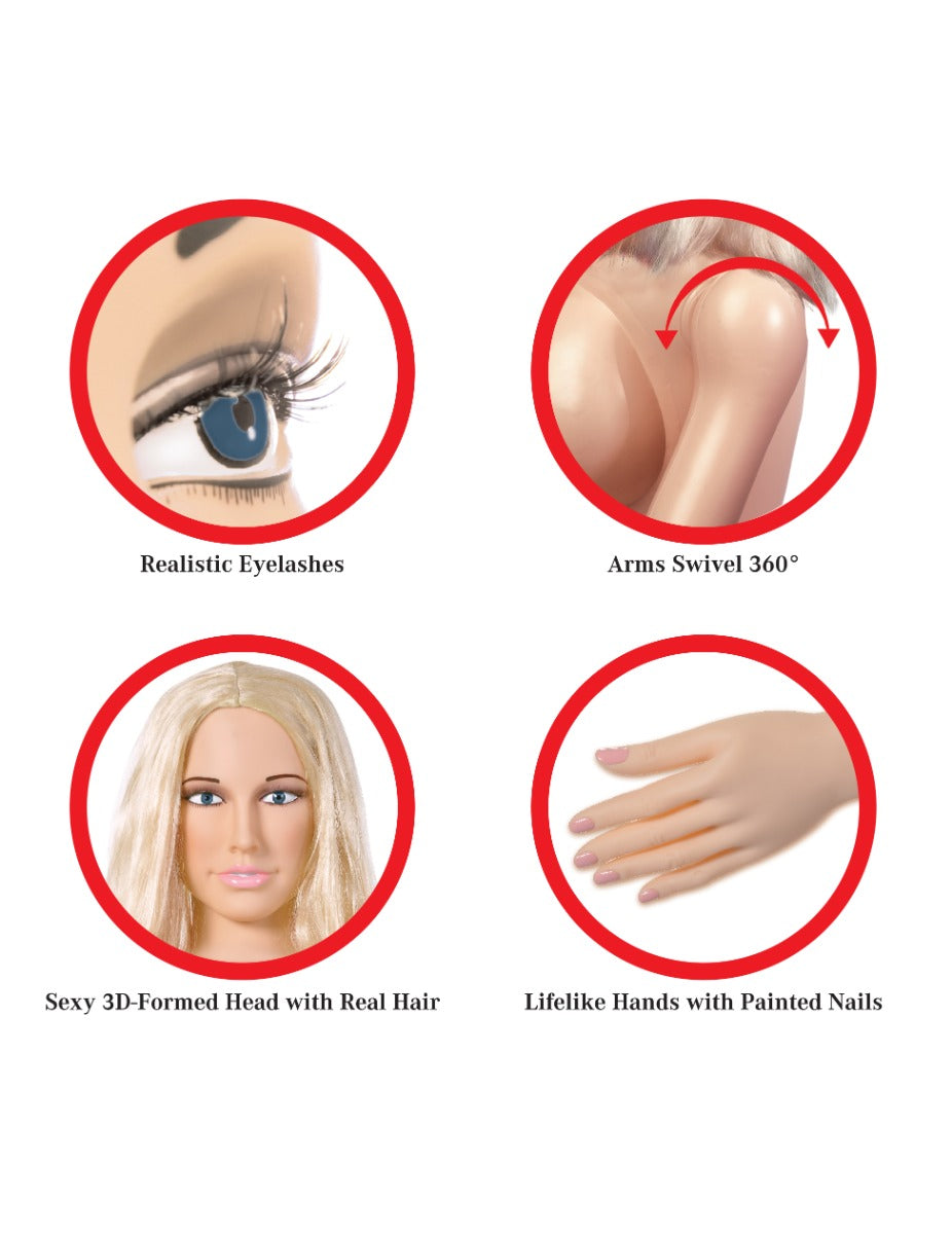 Pipedream Extreme Dollz Hannah Harper – Life-Size Inflatable Love Doll with Removable Inserts > Sex Toys > Sex Dolls > Inflatable