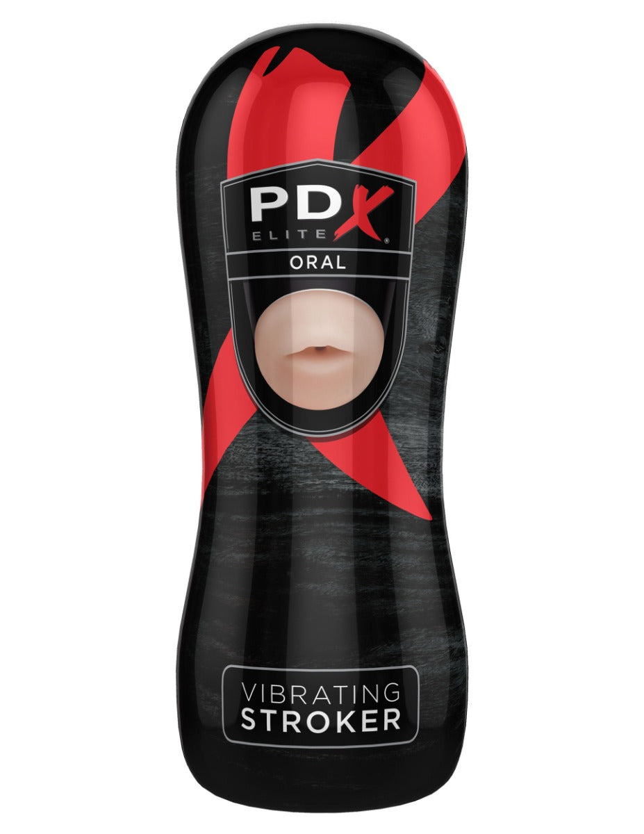 Pipedream PDX Elite Vibrating Oral Stroker – Battery Operated Masturbator with Bullet Motor > Sex Toys For Men > Masturbators > Vibrating