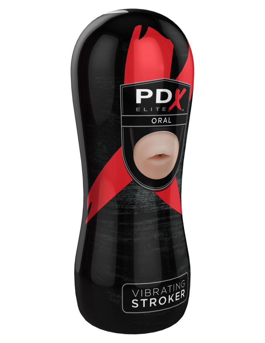 Pipedream PDX Elite Vibrating Oral Stroker – Battery Operated Masturbator with Bullet Motor > Sex Toys For Men > Masturbators > Vibrating