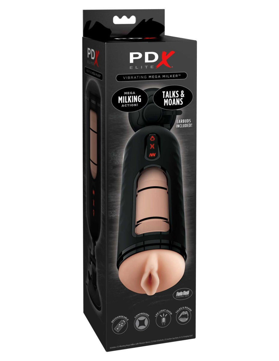 PDX Elite Vibrating Mega Milker – Rechargeable Powered Stroker Vibrator > Sex Toys For Men > Masturbators > Vibrating