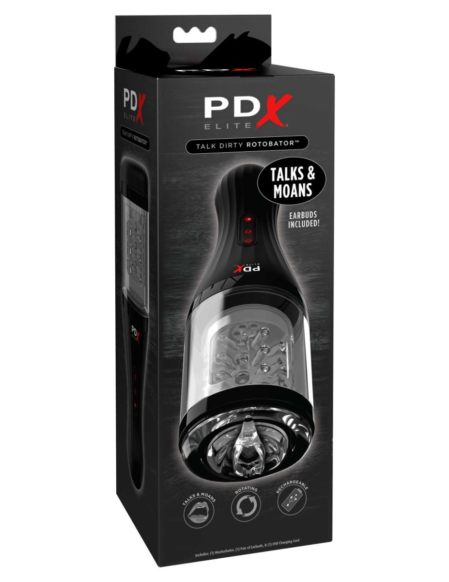 PDX Elite Talk Dirty Rotobator – USB Rechargeable Rotating 24.1cm Masturbator > Sex Toys For Men > Masturbators > Vibrating