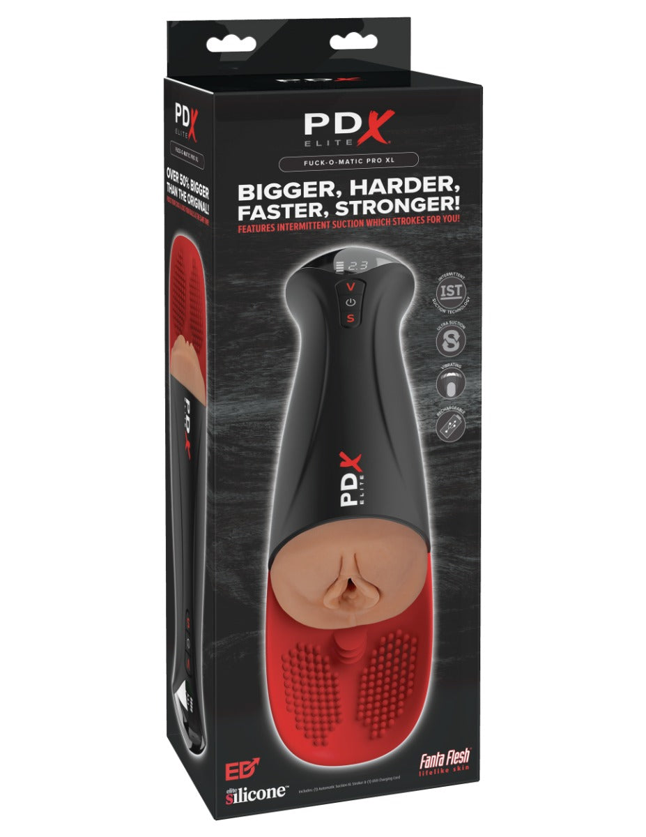Pipedream PDX Elite Fuck-O-Matic Pro XL – Powered Vibrating Masturbator Brown > Sex Toys For Men > Masturbators > Vibrating