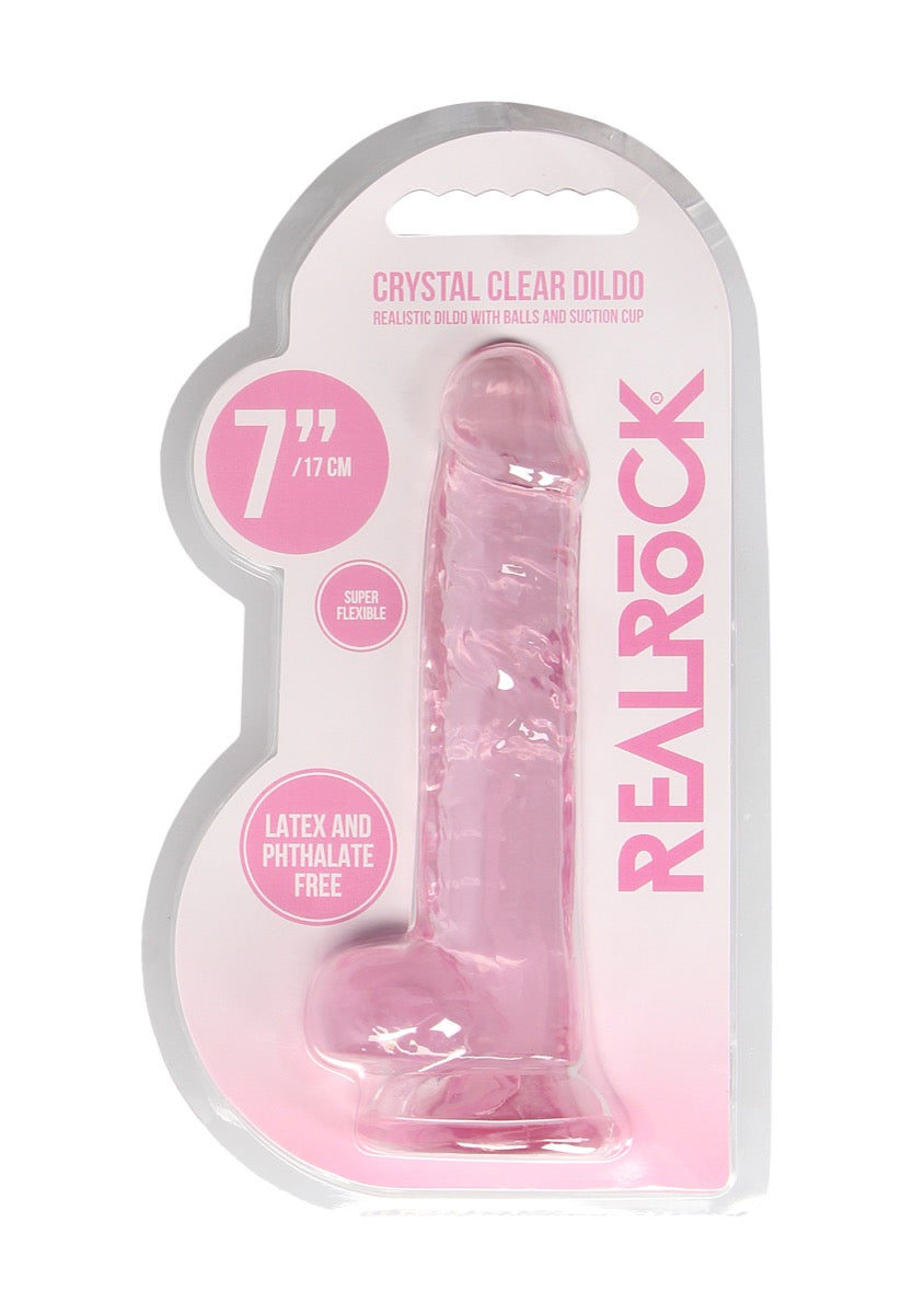 REALROCK Crystal Clear 7 Inch Realistic Silicone Dildo with Suction Cup Base > Dildos > Realistic Dildos