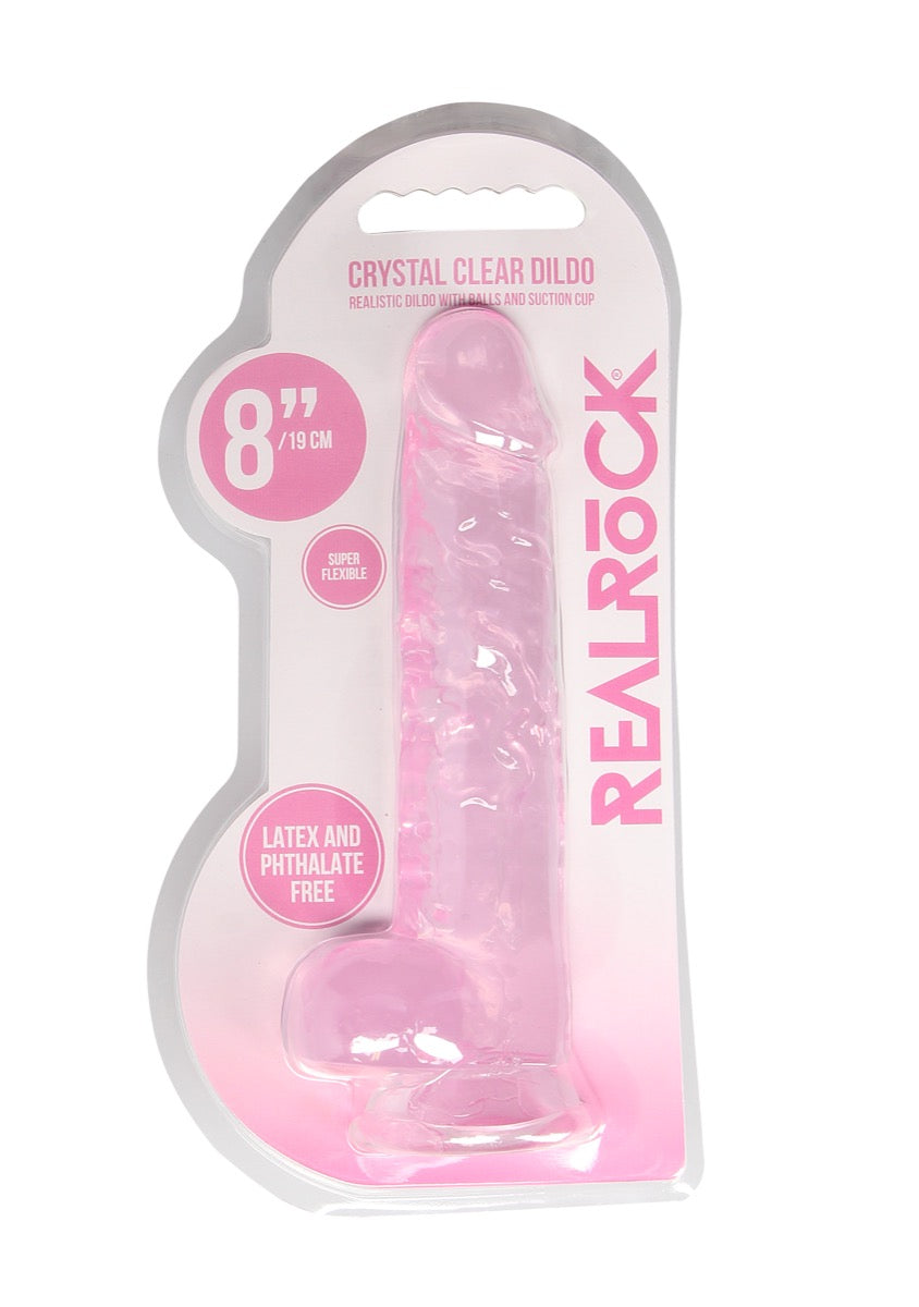 Realrock Crystal Clear 8 Inch Body-Safe Phthalate-Free Realistic Dildo with Balls > Dildos > Realistic Dildos