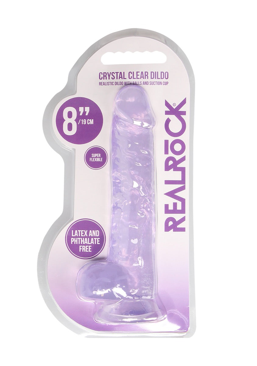 Realrock Crystal Clear 8 Inch Realistic Dildo with Balls – Body-Safe Phthalate-Free TPE > Dildos > Realistic Dildos